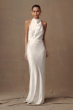 Esther Iridescent Satin Cowl Maxi Dress Ivory