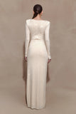Deanna Long Sleeve Diamante Maxi Dress Gold