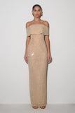 Phi Multi Wear Cowl Diamante Maxi Dress Gold