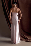Cedar Strapless Satin Maxi Dress Soft Pink