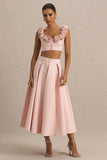 Sara Baby Pink Midi Skirt With Buttons