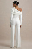 Gracious White Jumpsuit With Asymmetric Neckline