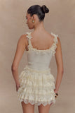 Margaret Lace Ruffle Mini Skort Cream