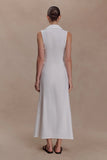 Dante Ruched Linen Midi Dress White