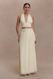 Amaris Gathered Plisse Maxi Skirt Lemon