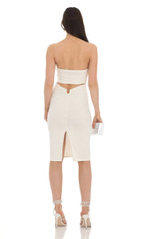 Strapless Midi Dress in White