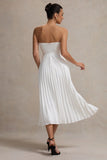 Bordeaux Cream Satin Corset Style Midi Dress