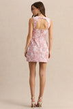 Sorina Blush Pink Floral Embellished Sweetheart Neck Mini Dress
