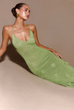 Suki Metallic Knit Maxi Dress Pastel Green