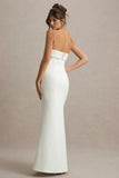 Lucia Cream Bandeau Tailored Maxi Dress With Split