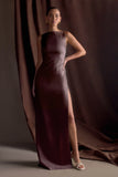 Violet Sleeveless Satin Maxi Dress Dark Chocolate