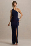 Dressing Up Navy One Shoulder Maxi Dress With Open Back Detail