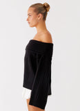 Federica Off Shoulder Knit Black