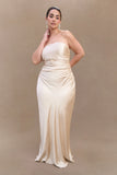 Cedar Strapless Satin Maxi Dress Blush Gold