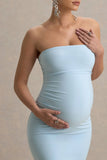 Juniper Powder Blue Strapless Maternity Maxi Dress