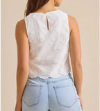 Women Eyelet Embroidered Tank Top Sleeveless Side Tie Summer Going Out Crop Top