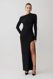 Thalyn Crepe Maxi Dress With Split Black
