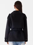Ace Of Spades Cropped Trench Coat Black