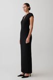 Briella V Neck Suiting Maxi Dress Black