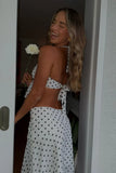 Khalea White Polka Dot Hanky Hem Midi Skirt