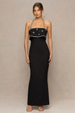 Illiana Black Bandeau Hand Embellished Maxi Dress