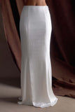 Khloe Satin Fishtail Maxi Skirt White