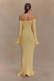 Sandrine Off Shoulder Knit Maxi Dress Lemon