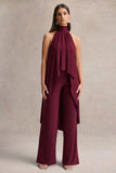 Jadzia Burgundy Halter Neck Jumpsuit