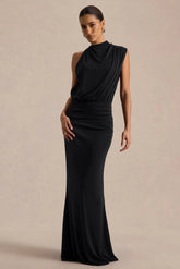 Umaira Black High Neck Maxi Dress