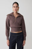 Skylaine Zip Knit Jumper Brown Marle