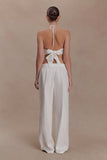 Kensley Broderie Halter Top White
