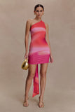 Claudette Slinky Mini Dress With Hardware Pink Sunset Print