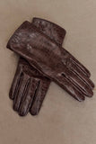 Atlas Faux Leather Crocodile Gloves Chocolate