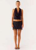 Overload Beaded Mini Skirt Black