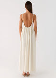 Whisperlight Chiffon Scooped Neck Maxi Dress White