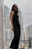 Cyrill Strapless Satin Structured Maxi Dress Black