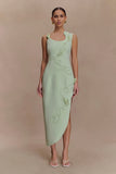 Virginia Suiting Embroidered Midi Dress Sage