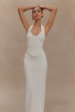 Alma High Waist Maxi Skirt White