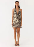 Varindra Cowl Mini Dress Zebra