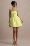 Anniston Lemon Bandeau Tailored Button Mini Dress