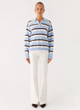 Liana Striped Polo Blue Stripe