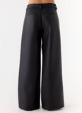 Samuel Low Rise Faux Leather Pants Black