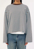 Women Striped Long Sleeve Shirt Crewneck Cropped Pullover Top Fall Winter Vintage Sweatshirt Streetwear