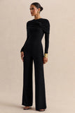 Eloura Black High Neck Jumpsuit With Twist Gathered Detail