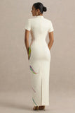 Hessie White Lily Print High Neck Maxi Dress