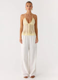 Non Stop Halter Top Butter Yellow
