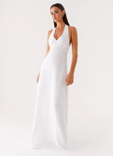 Heavy Hearted Linen Maxi Dress White