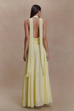Santal Floral Chiffon Halter Maxi Dress Lemon