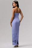 Samara Purple Bandeau Maxi Dress With Cut Out Crochet Hem