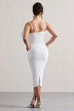 Love Poem White Bodycon Midi Dress With Oversized Bow